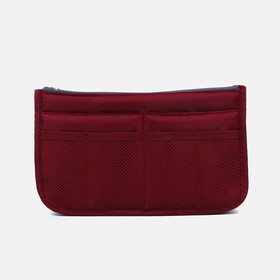 Cosmetic bag travel zipper, 3 sections, 10 pockets, red