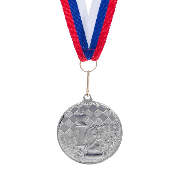 Медаль тематическая «Шахматы», серебро, d=4 см - фото 620067