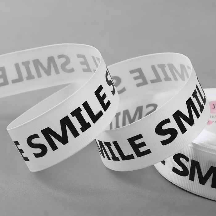 Лента репсовая «Smile», 25 мм, 23 ± 1 м, цвет чёрный/белый - фото 879511