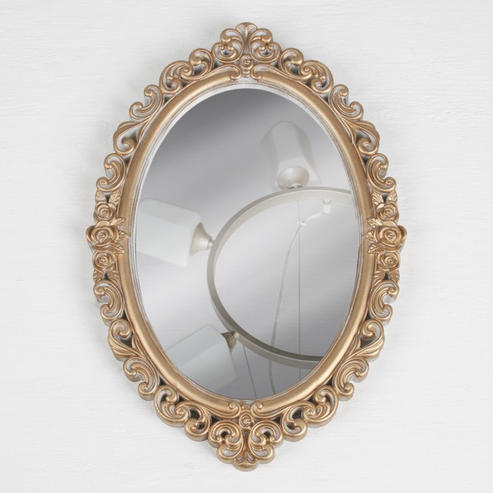 Зеркало настенное «Вензеля», зеркальная поверхность 16 × 23 см, цвет «белёное золото»
