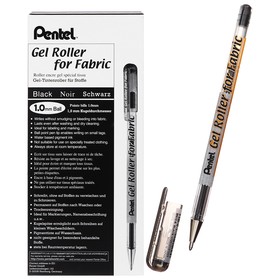 Ручка гелевая по ткани Pentel Gel Roller for Fabric, узел 1.0 мм, чернила черные