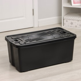 Контейнер для хранения с крышкой, морозостойкий, 75 л, 78×41,5×31 см, цвет чёрный