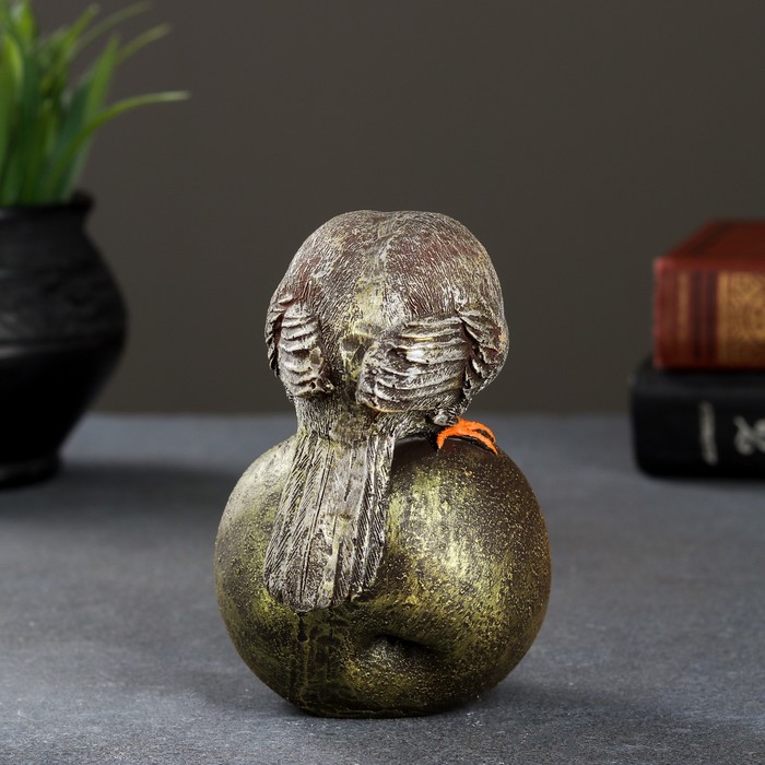 Asian man with birds figurines