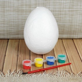 Яйцо под раскраску, размер: 9 × 13 см, краски 4 шт. по 3 мл, кисть