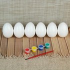 Набор яиц под раскраску 6 шт., размер 1 шт: 5 × 7 см, краски 4 шт. по 3 мл, кисть - фото 4613204