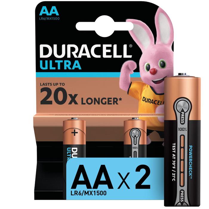 Батарейка алкалиновая Duracell Ultra Power, AA, LR6-2BL, 1.5В, 2 шт