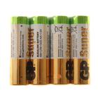 Батарейка алкалиновая GP Super, AA, LR6-4S, 1.5В, спайка, 4 шт. - фото 47159