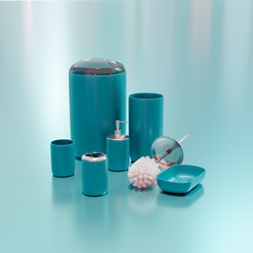 Набор аксессуаров для ванной комнаты «Тринити», 6 предметов (дозатор, мыльница, 2 стакана, ёршик, ведро 6,7 л), цвет синий