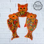 A set of cutting boards "Cat with fish" hanger 38×20 cm, Board 2 PCs 35×15 cm, Khokhloma A set of cutting boards "Cat with fish" hanger 38×20 cm, Board 2 PCs 35×15 cm, Khokhloma