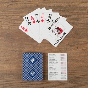 {{photo.Alt || photo.Description || 'Игральные карты &quot;PokerGo&quot; для покера, 54 шт. в колоде, синяя рубашка, jumbo index'}}
