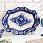Large tray, Gzhel, porcelain, 36х26 cm