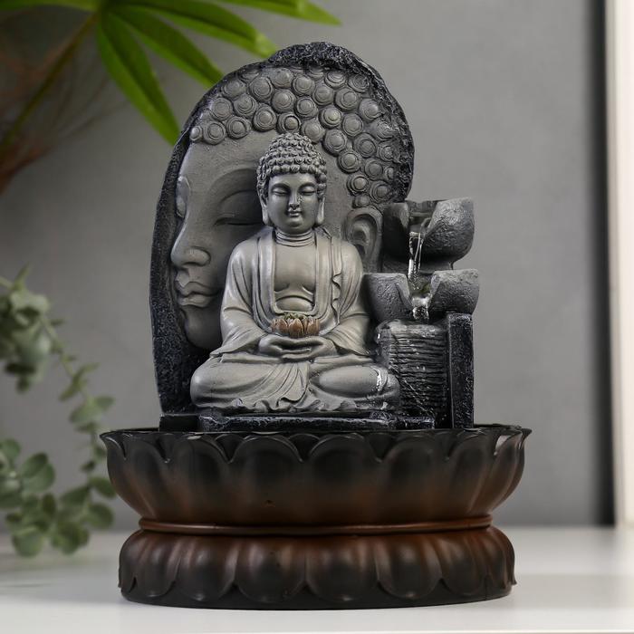Фонтан настольный от сети, подсветка "Будда" серый мрамор 30х20,5х20,5 см - фото 9280921