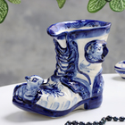 Vase-pencil holder "Boot with a mouse", Gzhel, porcelain, 16х19 cm