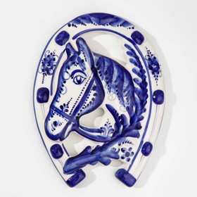 Horseshoe Horse, Gzhel, porcelain, 22x16 cm. 