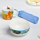 Набор посуды «Солнышко»: кружка 250 мл, тарелка глубокая 430 мл, полотенце 30 × 30 см - фото 7069005