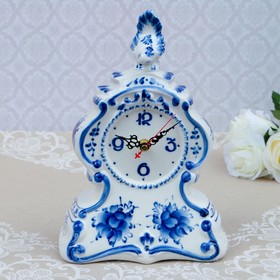 Table clock "Cuckoo", Gzhel porcelain, 2