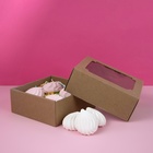 Коробка сборная без печати крышка-дно бурая с окном 14,5 х 14,5 х 6 см 4138416