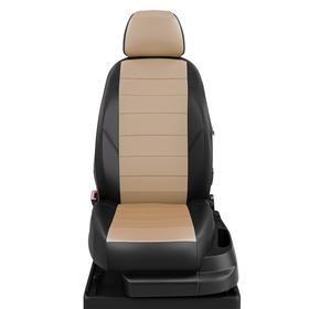 Авточехлы для Peugeot Traveller с 2018-н.в. минивен 8 мест - минивен. экокожа, середина: бежевая с перфорацией. боковины, спинка: чёрная. 4217297