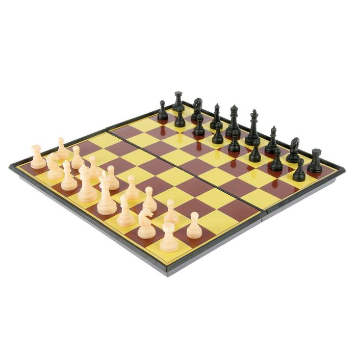 Настольная игра набор 2 в 1 "Баталия": шашки, шахматы,  доска пластик 20х20см - фото 625768