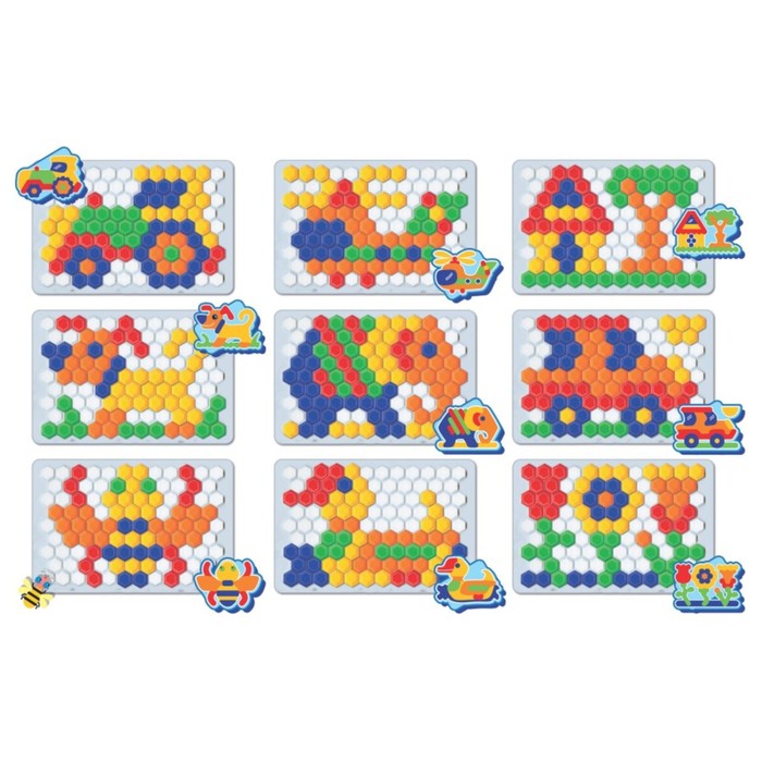 Мозаика картинки для детей схемы шестиугольная