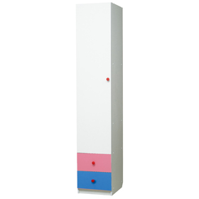 Шкаф с ящиками «Радуга», 400 × 490 × 2100 мм, цвет белый/ярко-розовый/синий