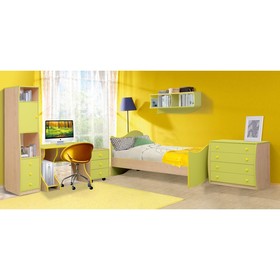 Набор мебели для детской комнаты «Юниор-11.1», 3750 × 500 × 1850 мм, дуб молочный / лайм