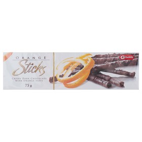 Шоколадный хворост Carletti Orange Chocolate Sticks с цедрой апельсина, 75 г