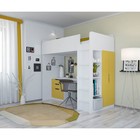 Кроватка-чердак Polini kids Simple с письменным столом и шкафом, цвет белый-солнечный - фото 7039251