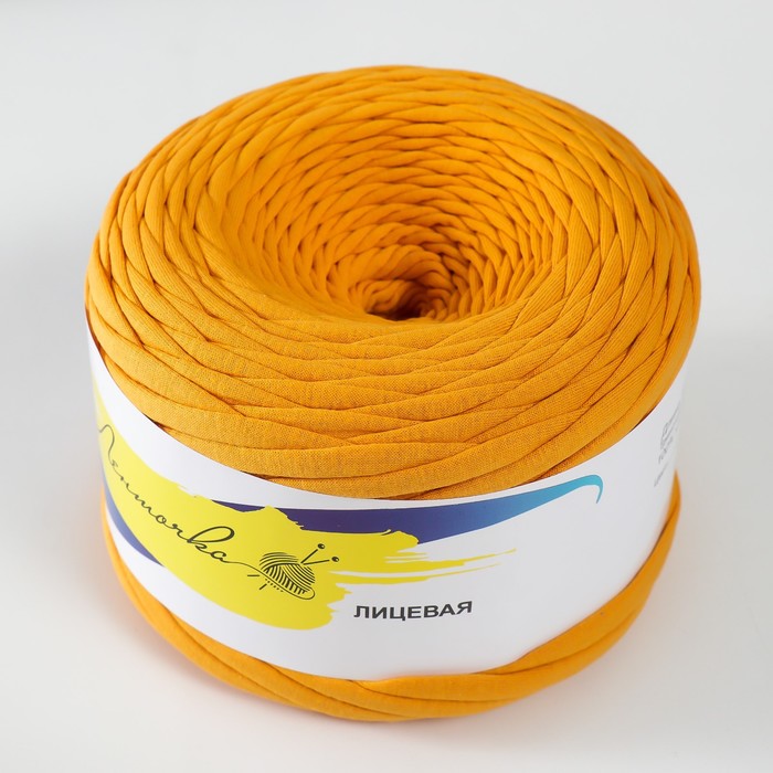 Пряжа трикотажная лицевая 100м/320±15гр, ширина нити 7-8 мм (Горчица) - фото 798172846