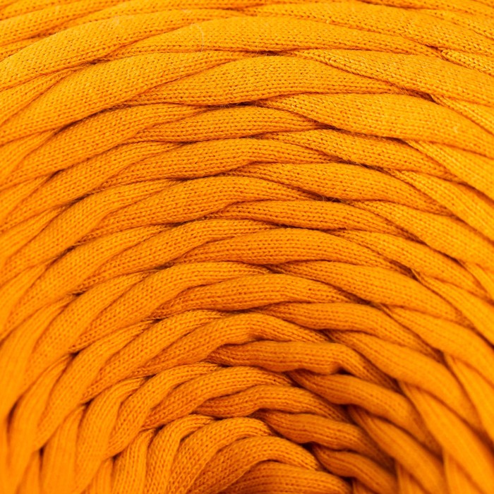 Пряжа трикотажная лицевая 100м/320±15гр, ширина нити 7-8 мм (Горчица) - фото 798172847