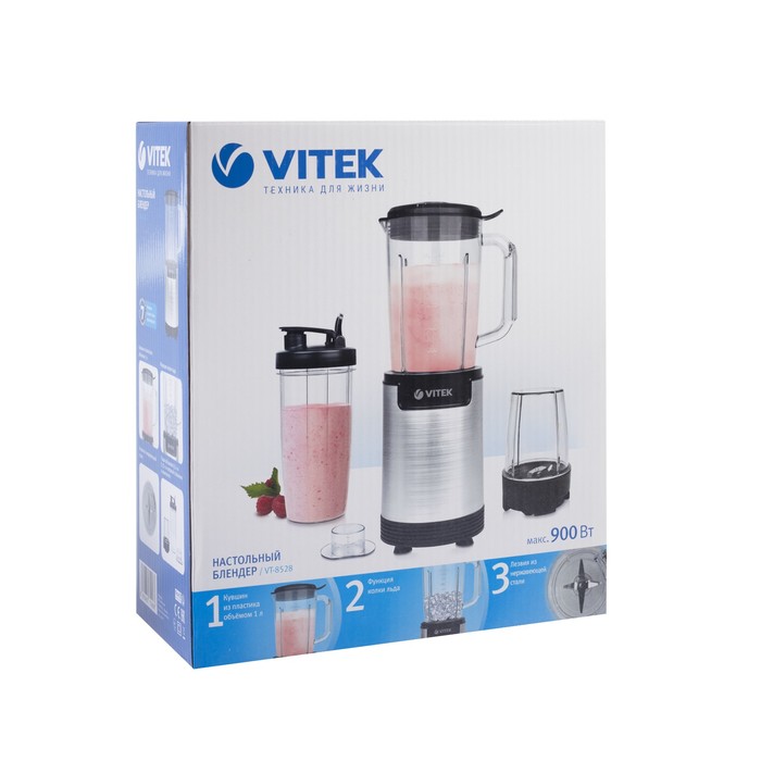 Блендер VITEK VT-8528, 900 Вт, 1 скорость, 0.35 л, серебристый 4231325 - фото 33783