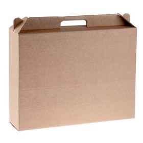 Коробка универсальная с ручкой, бурая, 34,5 х 8 х 27 см