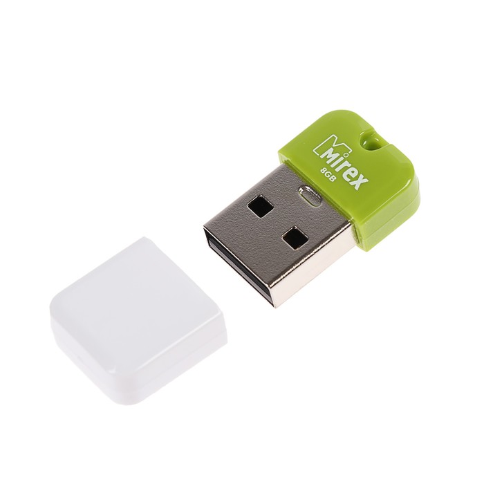 Флешка Mirex ARTON GREEN, 8 Гб, USB2.0, чт до 25 Мб/с, зап до 15 Мб/с, цвет белый-зеленый