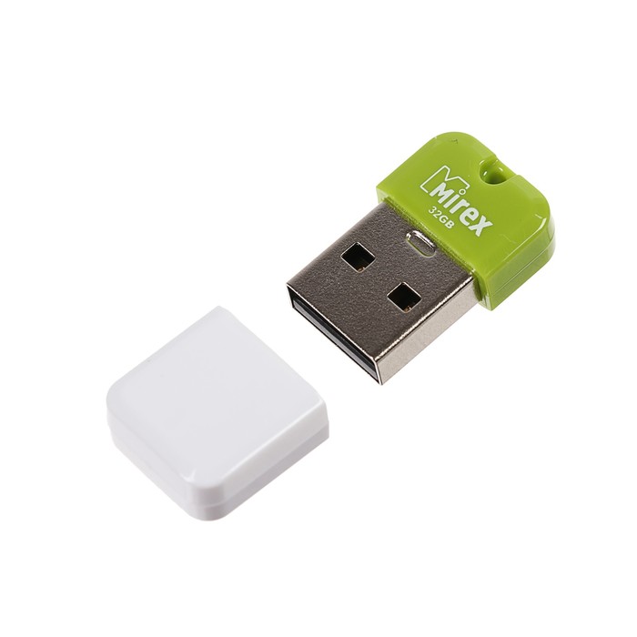 Флешка Mirex ARTON GREEN, 32 Гб, USB2.0, чт до 25 Мб/с, зап до 15 Мб/с, белая-зеленая