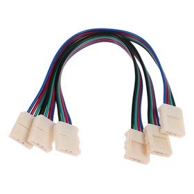 Соединительный кабель Ecola LED, 2 четырехконтактных разъема, 10 мм, 15 см, набор 3 шт.