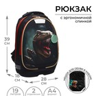 Рюкзак каркасный школьный, 39 х 28 х 18 см, + мешок для обуви, Calligrata П "Крутой дино", зелёный - фото 722682