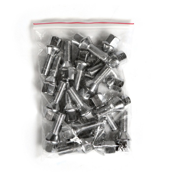 Болт колесный 12x1.25 под ключ 17, конус, хром, набор 20 шт