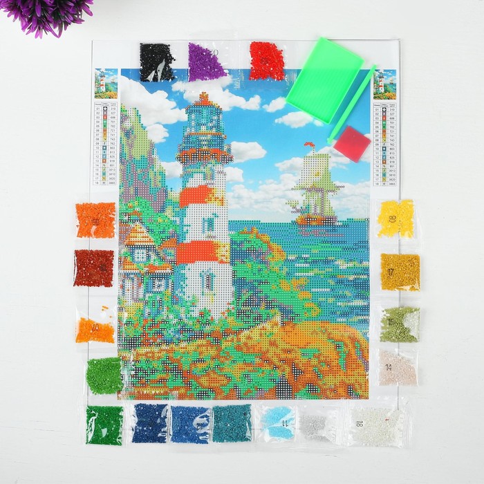 Алмазная мозаика с частичным заполнением «Маяк», 30 х 40 см, холст, ёмкость. Набор для творчества - фото 798180872