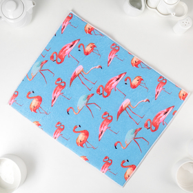 Салфетка для сушки посуды Доляна «Фламинго», 38x51 см, микрофибра