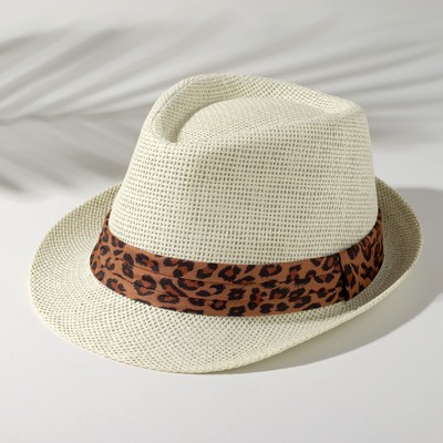 Hat womens MINAKU "Leopard", size 56-58, color ecru