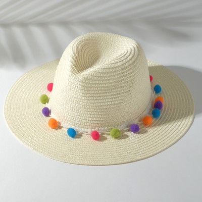 Hats with babochkami, size 54-56, color white