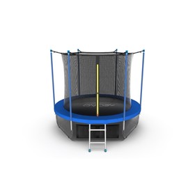 Батут EVO JUMP Internal 8 ft, d=244 см, с внутренней защитной сеткой и лестницей + нижняя защитная сеть, синий