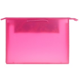 Папка А3 с ручками, пластиковая, молния сверху, стандарт, карман внутри, 420 х 343 мм, розовая