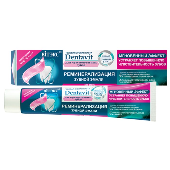 Гелевая зубная паста Витэкс Дентавит Smart «Реминерализация,» для чувствительных зубов, 85 г