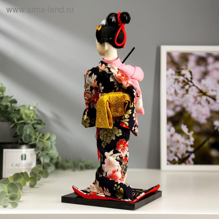 Кукла коллекционная "Японка в цветочном кимоно с флейтой" 30х12,5х12,5 см | vlarni-land