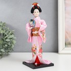 Doll collection "Japanese woman in pink kimono with a fan" 25х9,5x9,5 cm