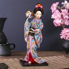 Кукла коллекционная "Японка в цветочном кимоно с опахало" 30х12,5х12,5 см - фото 106944647