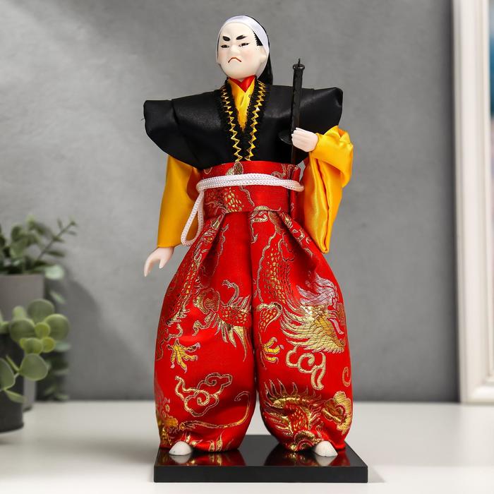 Кукла коллекционная "Воин в ярком кимоно с саблей" 30х12,5х12,5 см - фото 229086