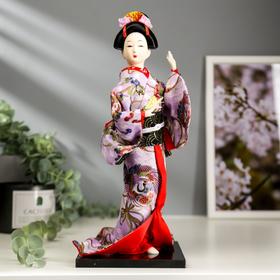 Кукла коллекционная "Японка в цветочном кимоно с бабочкой на руке" 30х12,5х12,5 см в Донецке