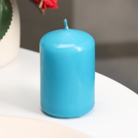 Candle - cylinder, paraffin, turquoise, 4×6 cm